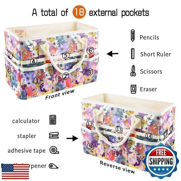 Craft Organizer Tote Bag Art Storage Caddy with Multiple Pockets Containers New - Picture 3 of 5